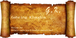 Gehring Klaudia névjegykártya